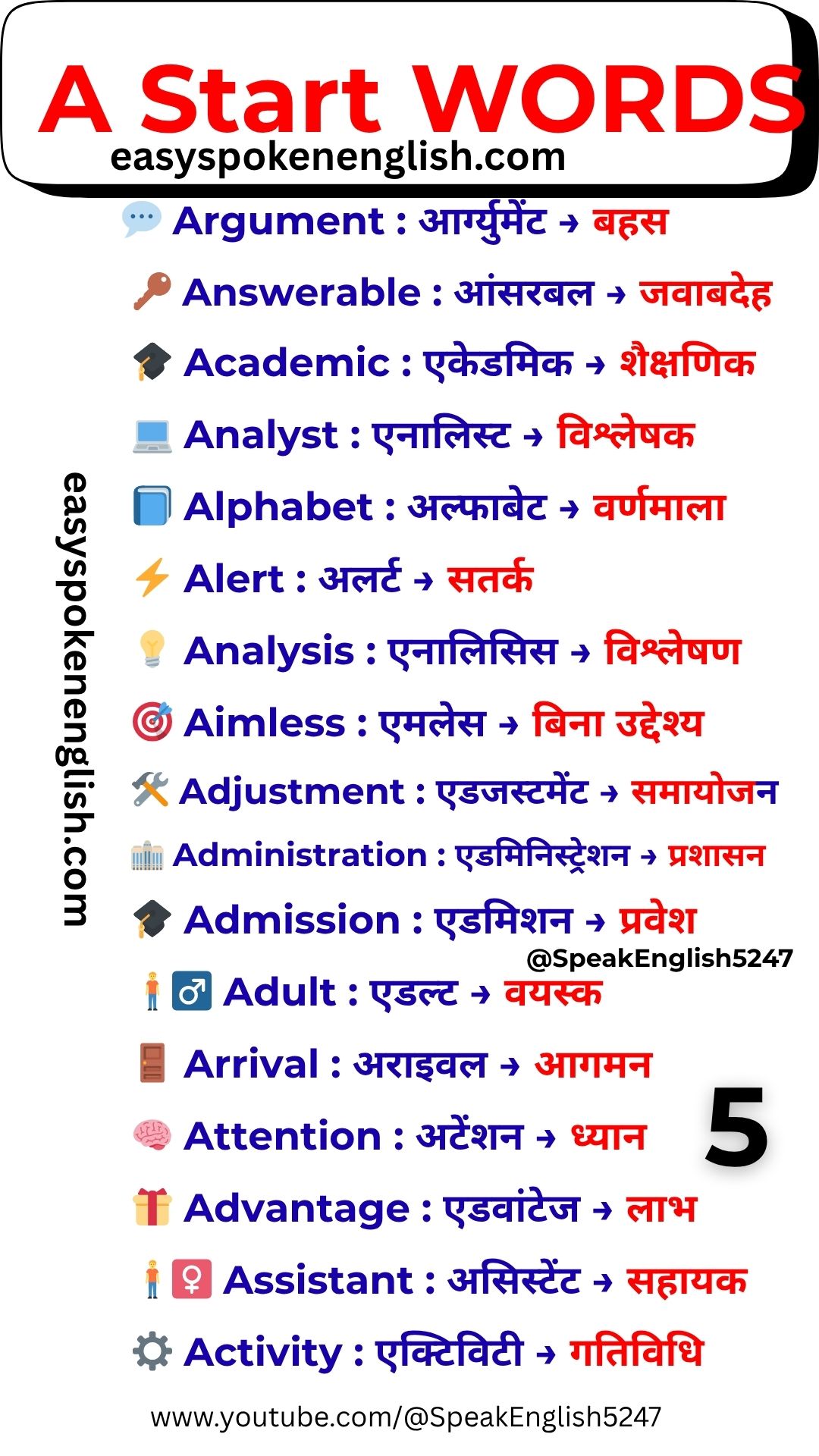 A Vocabulary Words with Hindi Meaning – Advanced A Words