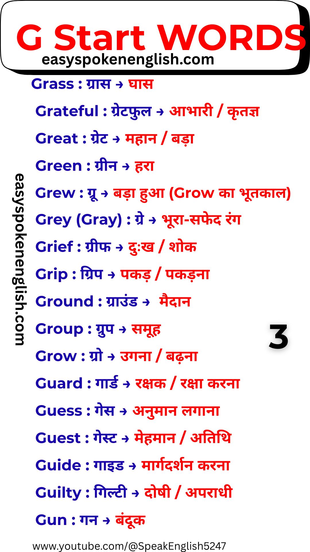 Common G Vocabulary Words