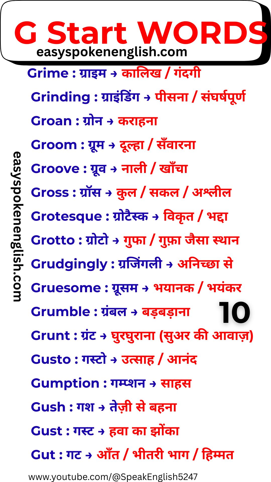 English Dictionary G Words